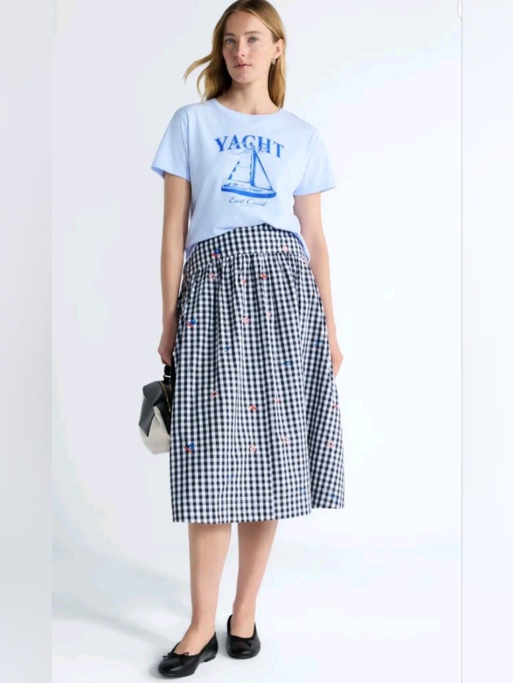 Free Assembly Embroidered Cotton Midi Skirt